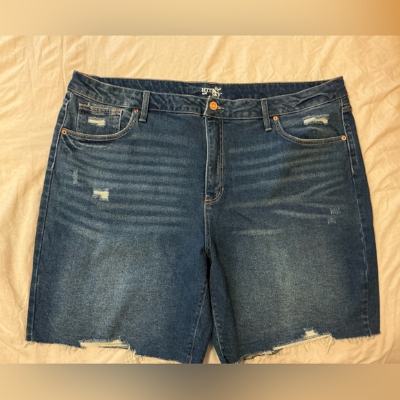 Terra & Sky Blue Jean Shorts Distressed Cut-Off Style - Picture 1 of 3